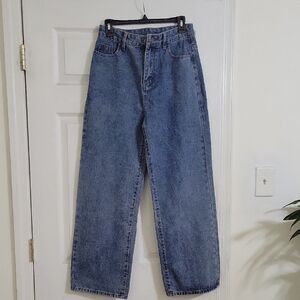 SHEIN High-Rise Wide Leg Jeans in Medium Blue